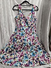 CHAPS, Size 6, Fit 'n Flare knee length dress. Pink, Blue and purple floral