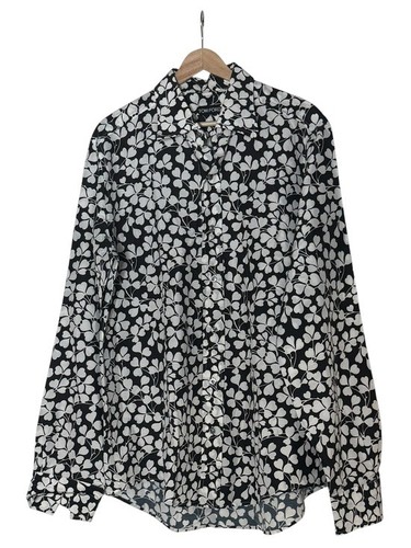Tom Ford Three Leaf Clover Patterned Button Up Shirt Size XL 43 Black White