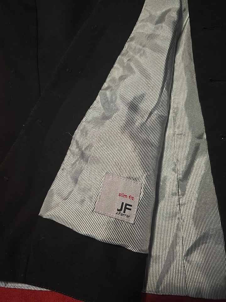 J. Ferrar Vest Mens Medium Slim Fit Black V-Neck Button Sleeveless - Image 2 of 4