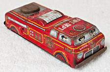 VTG Litho Toy Fire Department Firetruck 5" FD Toy Made In Japan Incomplete