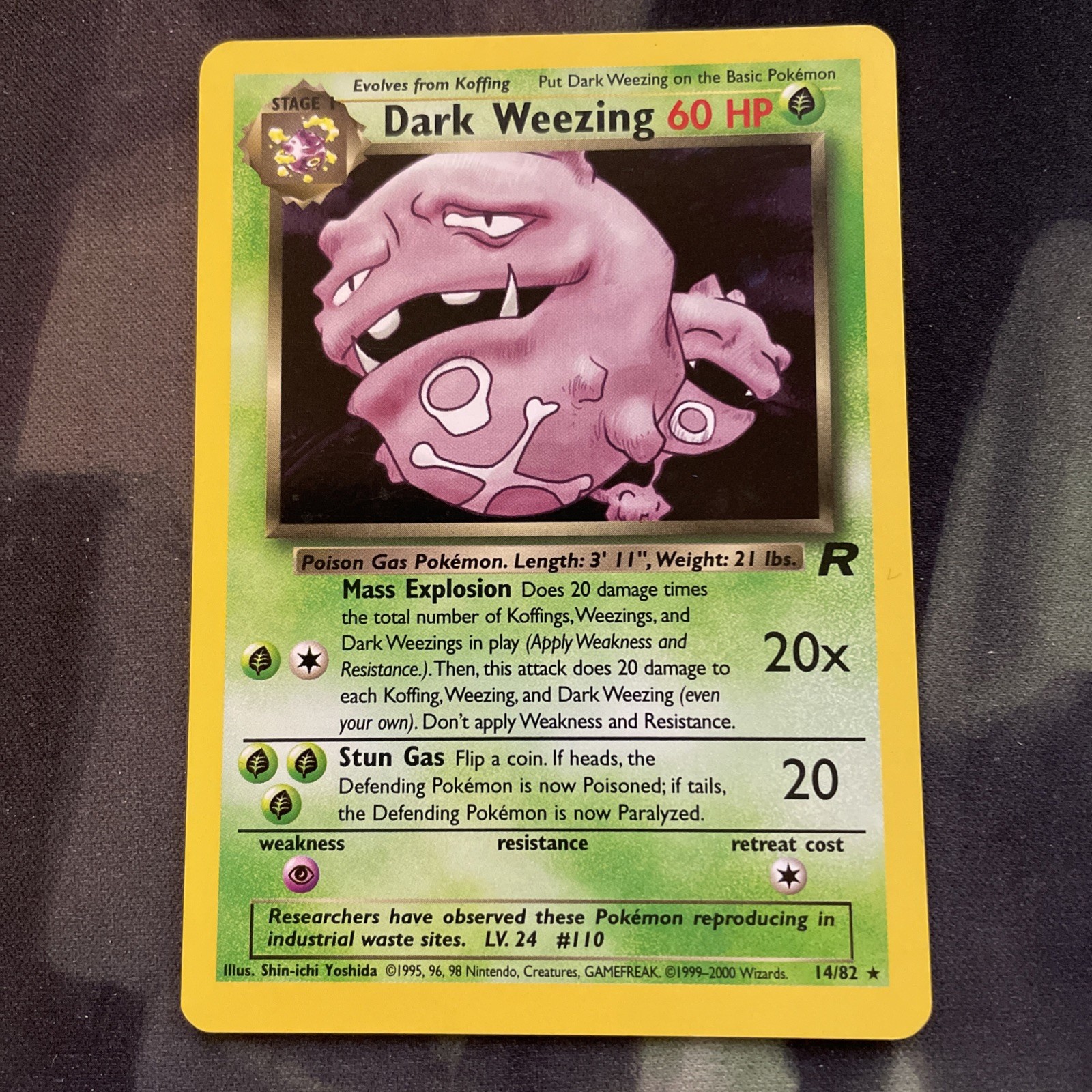 Dark Weezing #14/82 Rare Pokemon Card Team Rocket Vintage Grass Non Holo