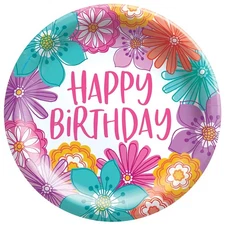 Pretty Petals Happy Birthday 6.75" Plates (8-Pack) – Floral Party Plates