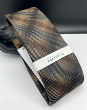 PERRY ELLIS Portfolio Men's 100 Polyester Tie  Brown  Beeson Plaid