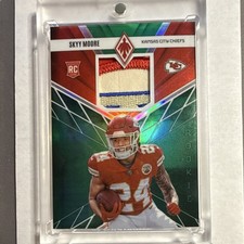 Panini Phoenix Rookie Skyy Moore Green Prime /10 Chiefs 4 color patch RARE