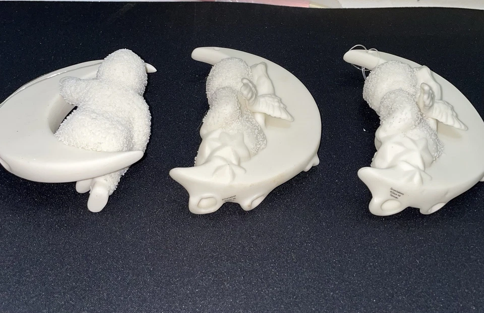 Lote de 3 adornos vintage 1990 Dept 56. Dos rayos Rock-A-Bye Baby y One Moon Foto 3 de 4