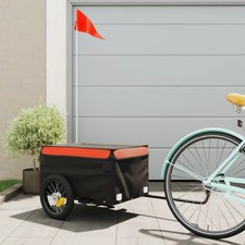 WALPLUS Bike Trailer Black Orange 30 kg Iron Lightweight Cargo Cart
