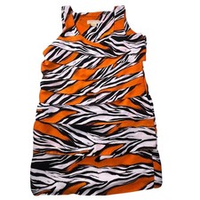 Michael Kors Orange Zebra Tiered Ruffle Dress Sleeveless 14P Side Zip Animal