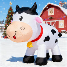 6FT Cow Inflatables Christmas Spring, Farm Ranch Blow up Animals Cute Dairy