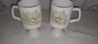 Vintage Corning Ware Spice Of Life Milk Glass Pedestal Mushroom Mugs