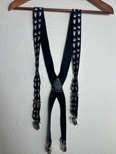 Black Bear Diner Paw Print Suspenders Black White Adjustable Heavy Duty Stretch