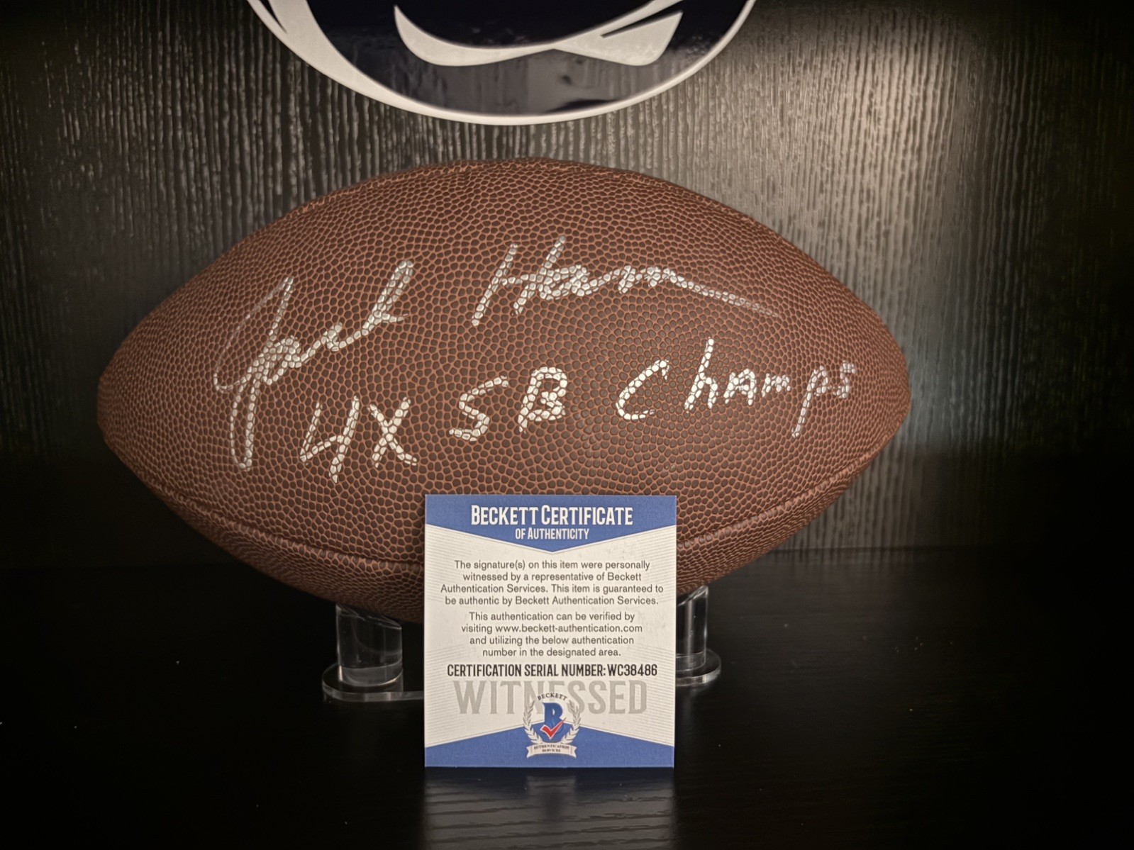 Jack Ham Autographed Signed Pittsburgh Steelers NFL Wilson Football Beckett cert Penn State 