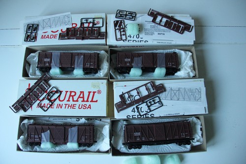 4x AccuRail Santa Fe/Seaboard 40' Wood Stock Cars (3er-Set #3376, #4716) (H016) | Zustand: Gebraucht
