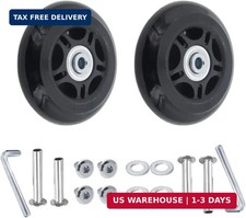 2-Pack Rubber Luggage Wheels Replacement 75x24mm Swivel Caster smooth rolling