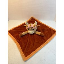 Highland Cow Baby Security Blanket Lovey Pink Floral Crown Rust Brown 14x14