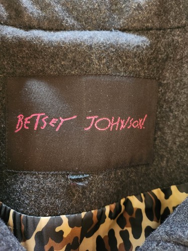 Giacca cappotto Betsey Johnson grigio scuro misto lana mantello come Y2k - Foto 4 di 8