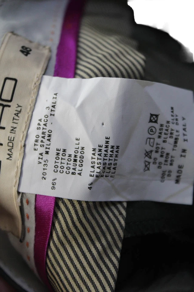 Pantalones Etro Mujer Texturizados Cremallera Botón Forrados Plisados Pierna Recta Verde Talla EUR Foto 4 de 4