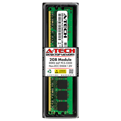 A-Tech 2GB PC2-5300 Desktop DDR2 667 MHz DIMM 240-Pin Non-ECC Memory RAM 1x 2G