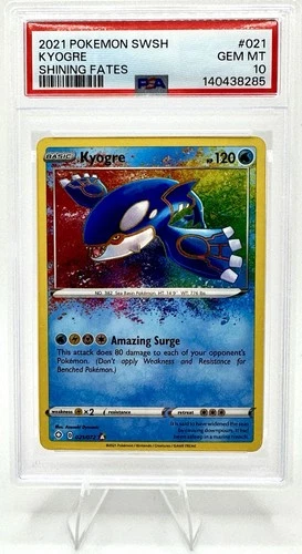 2021 POKEMON SWORD & SHIELD SHINING FATES #021 KYOGRE PSA 10