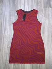 Nasty Gal Pink & Orange Marble Sheer Double Lined Mesh Cover Up Dress BNWT Sz 12