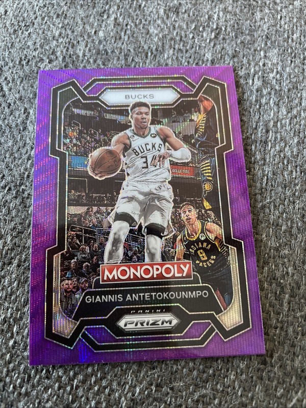 2023-24 Panini Prizm Monopoly Giannis Antetokounmpo #49 Purple Wave