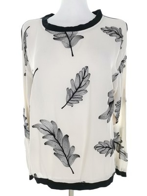 NU DENMARK Damen Bluse Gr. S Creme Viskose 100% Langer Ärmel Stickerei Runder