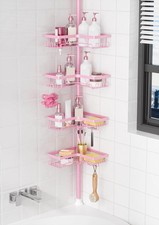 Shower Caddy Tension Pole 4-Tier Rustproof Adjustable Corner Bathroom Organizer