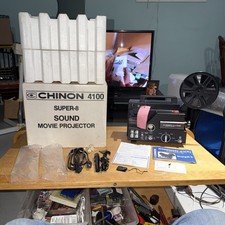 Chinon 4100 Super 8 Sound Super 8 Movie Projector CIB For Parts/repairs