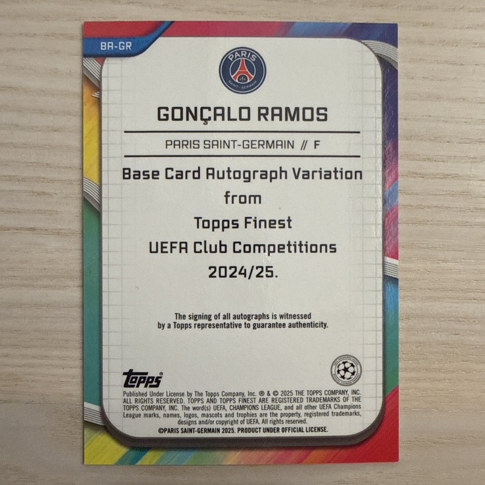 2024-25 Topps Finest - Autographs Goncalo Ramos #BA-GR Neon Green Wave /99  view 4