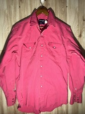 Vintage 80s Wrangler Brushpopper Men  s 15.5 35 Salmon Pink Pearl Snap