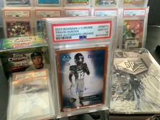 2023 BOWMAN UCHROME TRAVIS HUNTER #558TH 1955 AUTOGRAPH ORANGE /25 PSA 10 POP 5