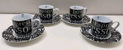 Set 4 Konitz Coffee Bar Black/White Espresso Demitasse Cups