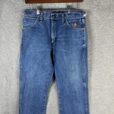 Wrangler FR Jeans Mens 31x30 Blue Flame Resistant Straight Denim PBR Workwear