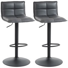 HOMCOM Bar Stools Set of 2 Swivel Height Adjustable Barstools Refurbished
