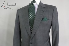 Brioni Italy Model- NOMENTANO shark skin gray blue stripe two button suit 42 L