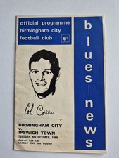 Birmingham City V Ipswich Town 4/10/1966 League Cup Programme No Writing