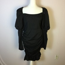 Pretty Little Thing Bodycon Dress Size 10 Womans Black Off The Shoulder Ruched