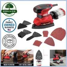 Corded Multi-Function Detail Sander with Micro-Filter Dust Box 12 Sanding Sheets