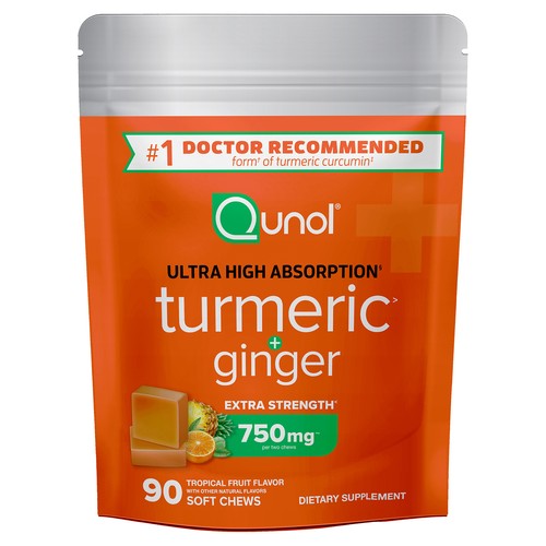 Turmeric + Ginger, Tropical Fruit, 90 Soft Chews