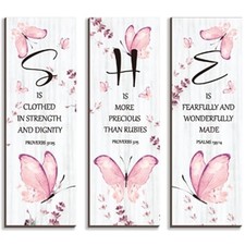 3 Pcs Butterfly Wall Decor Room Decor Butterfly Wall Art Wooden Hanging Pink