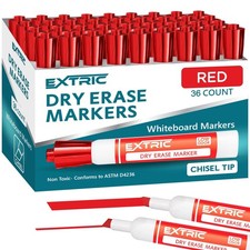 Red Dry Erase Markers Chisel Tip 36 Count Whiteboard Markers Bulk Classroom