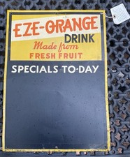 1930’s EZE-ORANGE drink Embossed Tin Diner Menu Board Sign 13 1/2 By 18 1/2”