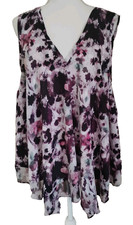 Simply Vera Vera Wang Tunic 2X Sleeveless Handkerchief Hem Tops Purple Floral