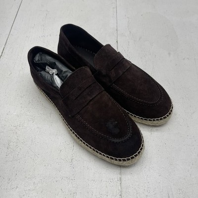Massimo Dutti Brown Suede Penny Strap Espadrille Slip On Loafers Mens 42 US 8