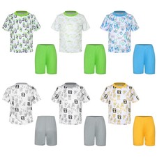 Kids Boys Suit Cycling Set Workout Outfit Sports Round Neck Tracksuit Football