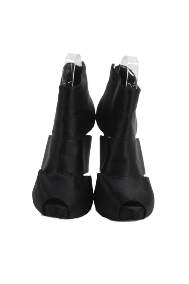 Botines Tory Burch para mujer satinados recortados punta abierta negros talla 7,5 medianos Foto 2 de 4