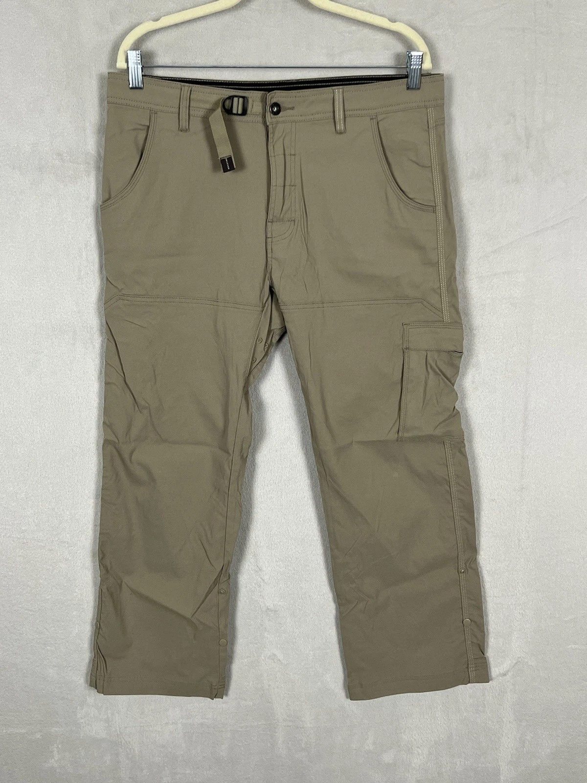 prAna Zion Stretch Pants Mens 34 X 27.75 Tan Cargo Hiking Outdoor Trail Travel
