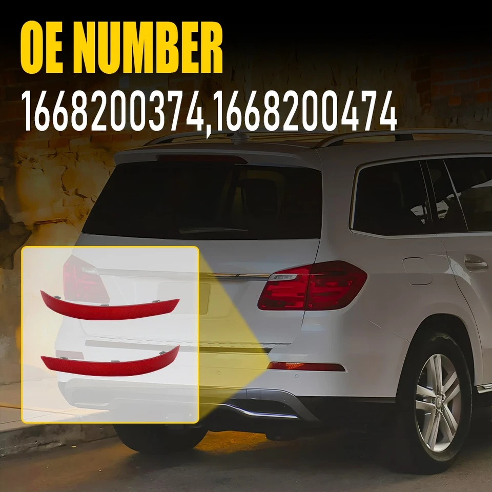 For 2013 2014 2015-16 Mercedes-Benz X166 GL350 GL450 Pair Rear Bumper Reflector - Image 3 of 4