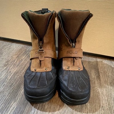Polo Ralph Lauren Women s/Kid s Ankle Rain Boots Brown/Black Zip US 4.5 EU 36