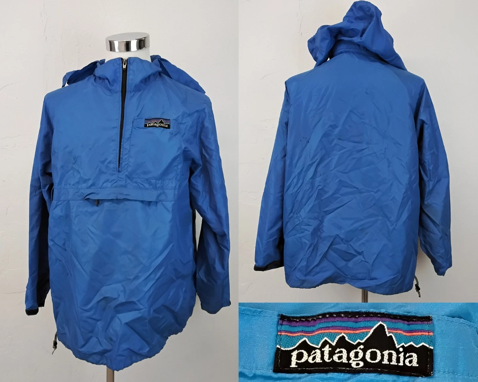 Vintage Early Patagonia 1/3 Zip Pullover Windbreaker Men's XL Blue #Z4390