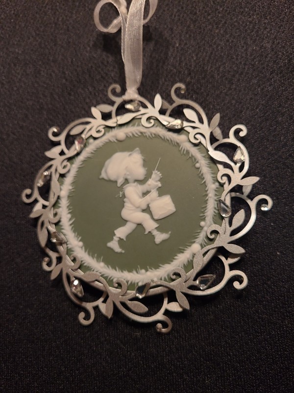 Hallmark Keepsake Ornament 2010 Drummer Boy Green Silver Porcelain and Metal